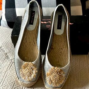 Nina Silver Glitter flats , Worn one time